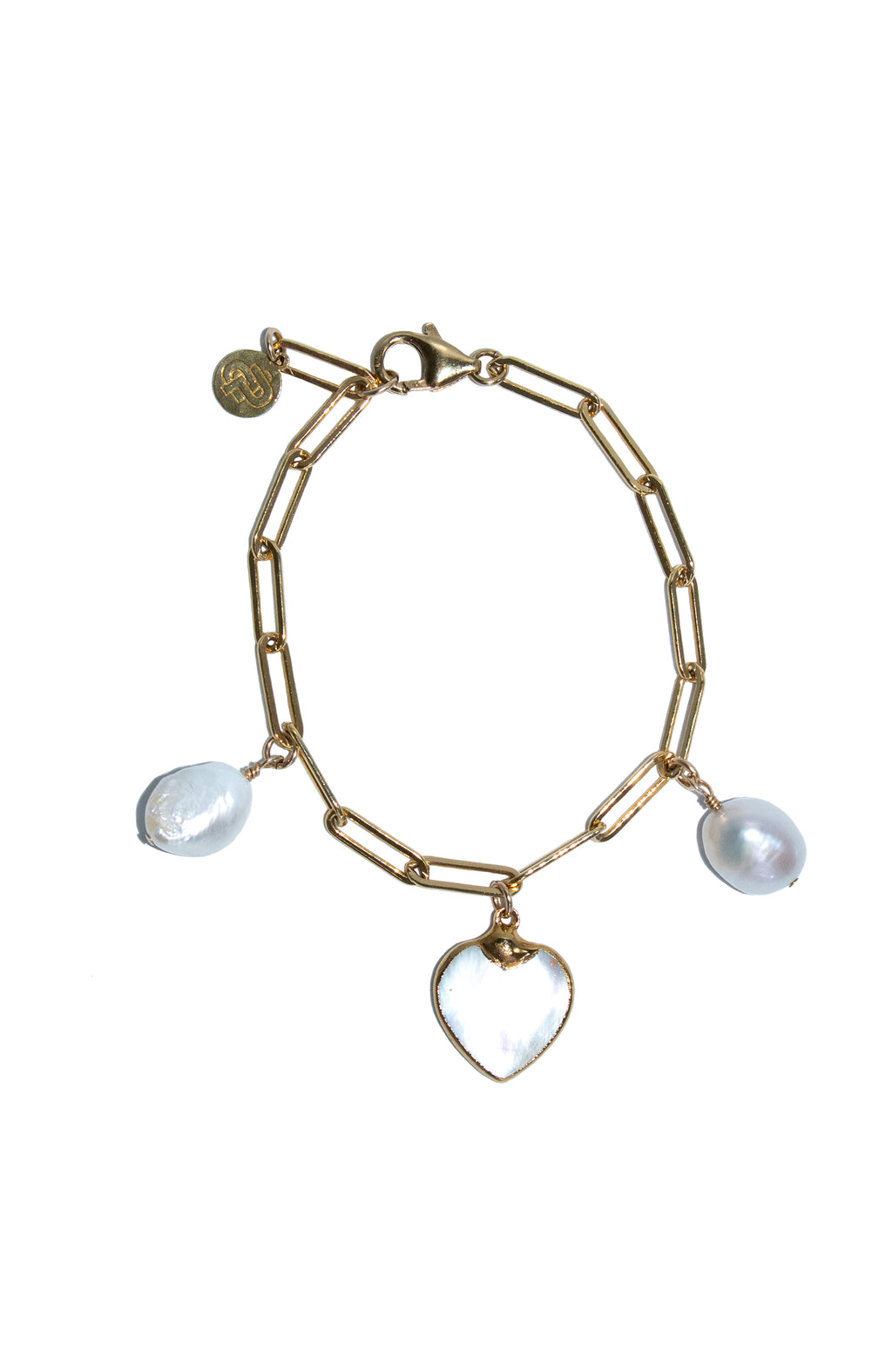 Pearl Heart Charm Bracelet