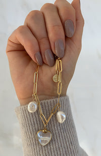 Pearl Heart Charm Bracelet