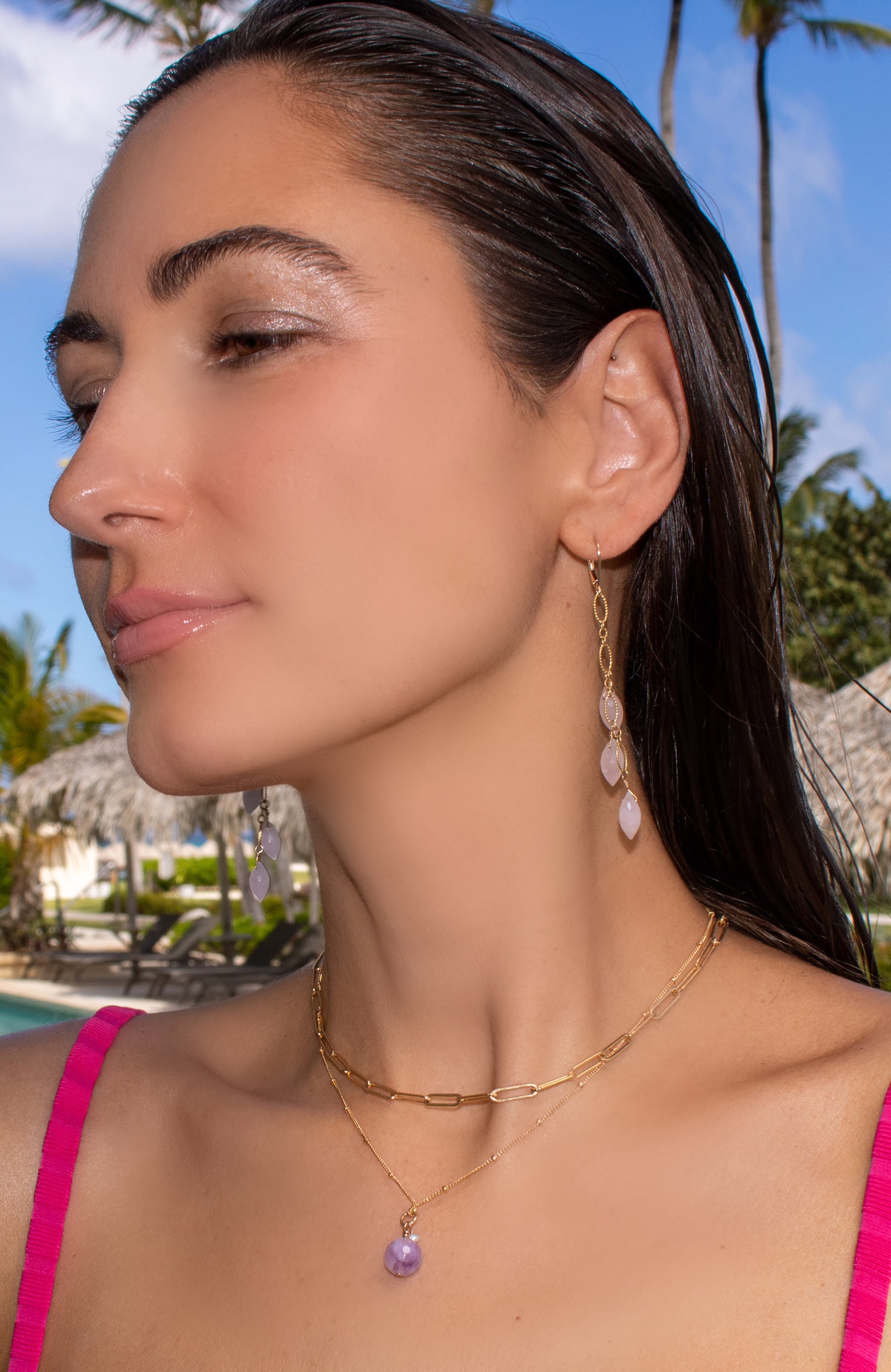 Pink Orchid Earrings